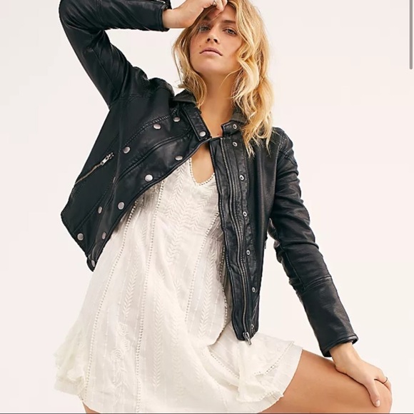 Free People Jackets & Blazers - Free People New Dawn Vegan Leather Hooded Jacket